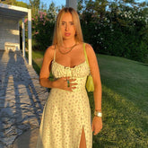 Cryptographic Fashion Floral Print Cottagecore Slpit Dress Women Elegant Club Party Fairy Sleeveless Backless Dresses Clothes